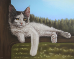 Tekening kat in pastel